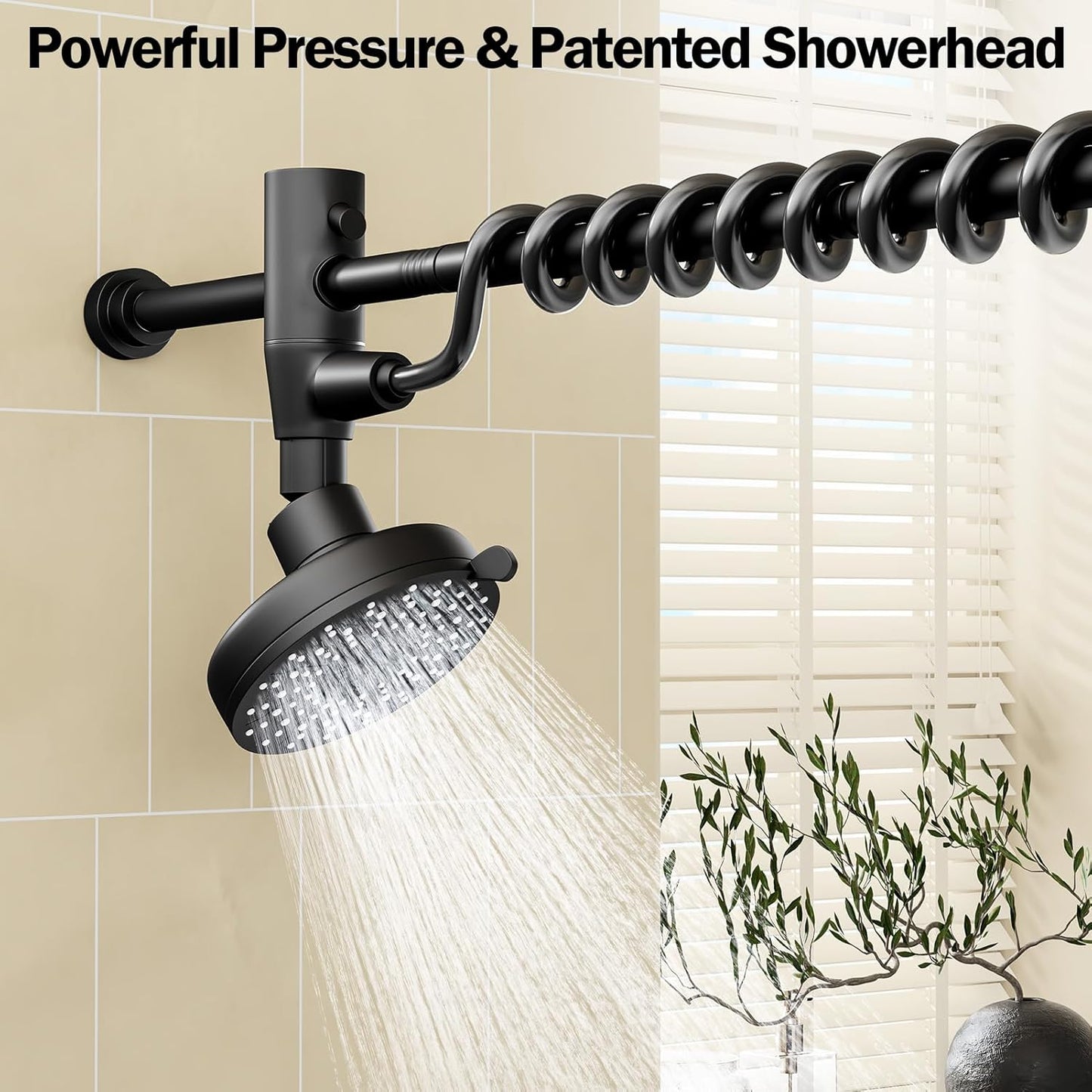 Dual Shower Head with Original Adjustable Slider, High Pressure Double Shower Head for Two People Rod, 2 Showerhead System for Couples, Renter-Friendly, Spa-Like, Gift for Women Men, Black
